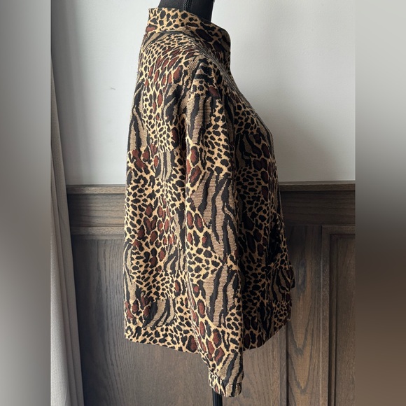 TanJay Petites brown tan  Animal Print Jacket medium - Picture 7 of 9